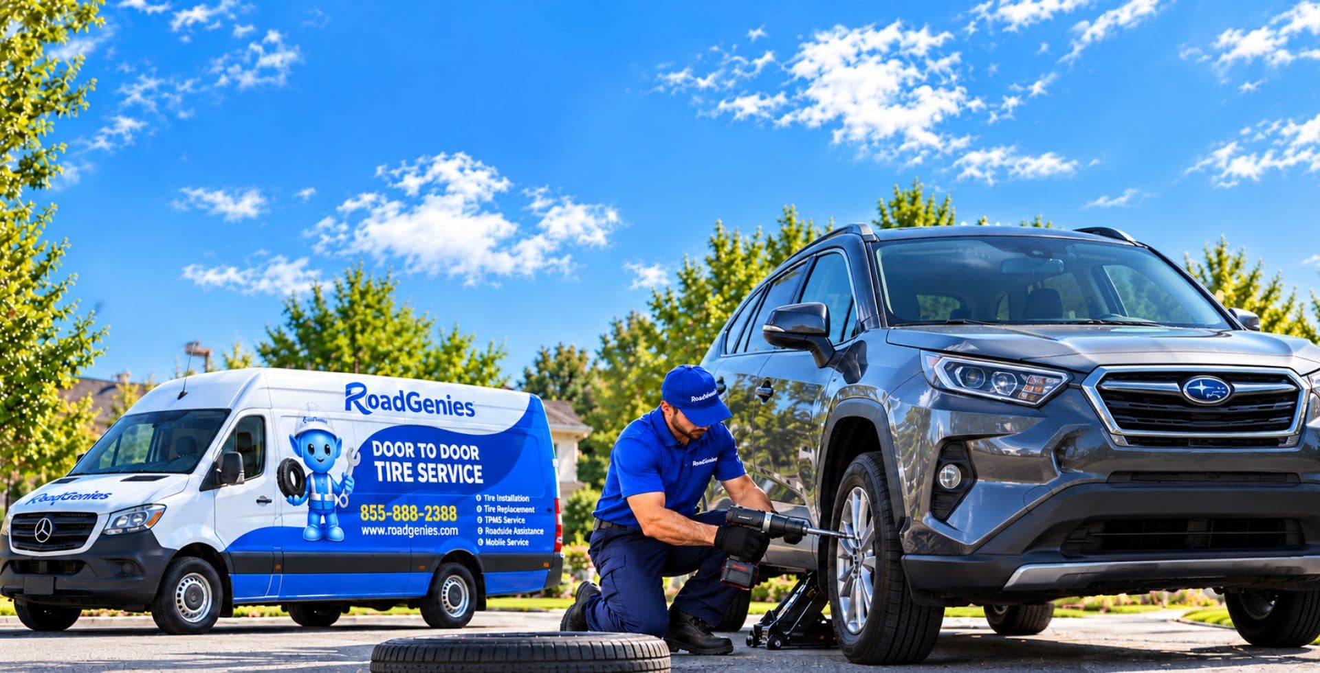 RoadGenies technician servicing a car on location